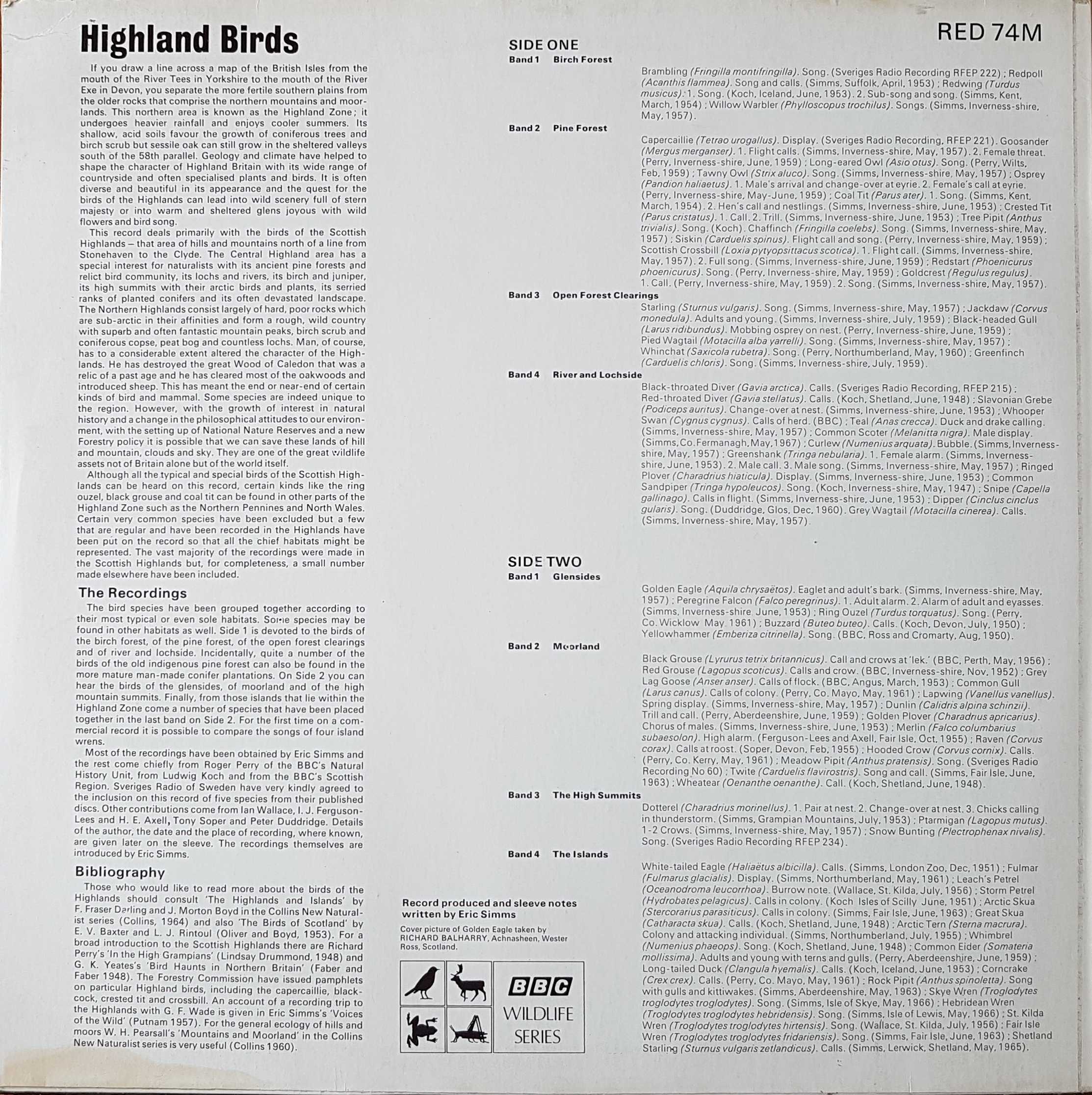 Picture of RED 74 Highland birds by artist Various from the BBC records and Tapes library
